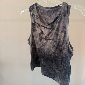 Black & Grey Tie-Dye Cropped Tank – Size Small